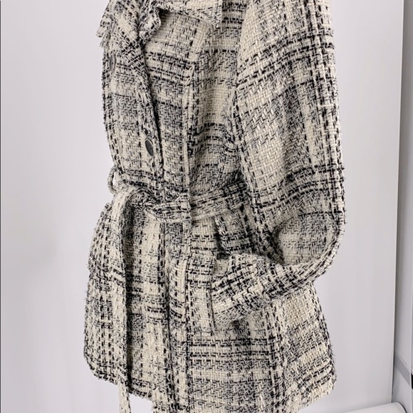 Outer Cage Double breasted pea coat plaid Wool Blend - Picture 5 of 8